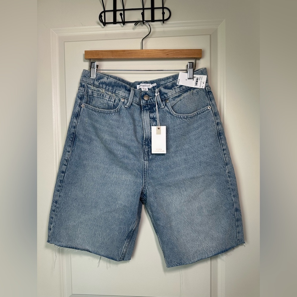 Good American High-Waist Light Blue Denim Good Standard Bermuda Shorts 6